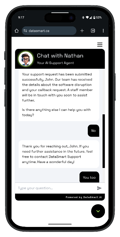 Nathan welcoming a website visitor with a clear, friendly answer