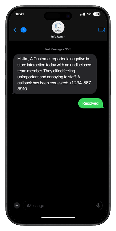 Business phone alert: immediate escalation for damage control